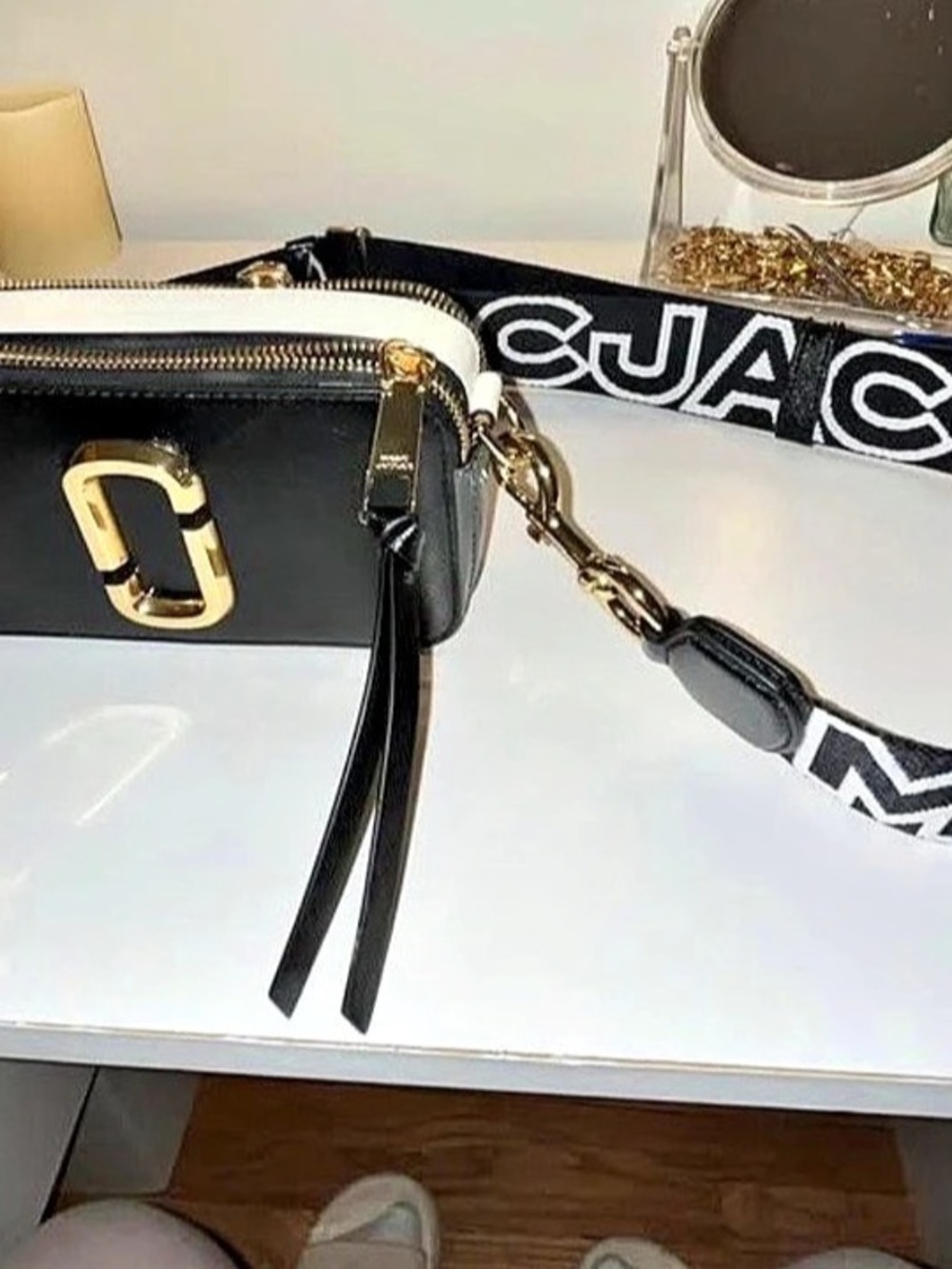 Marc Jacobs The Snapshot Camera Bag Black & White Crossbody